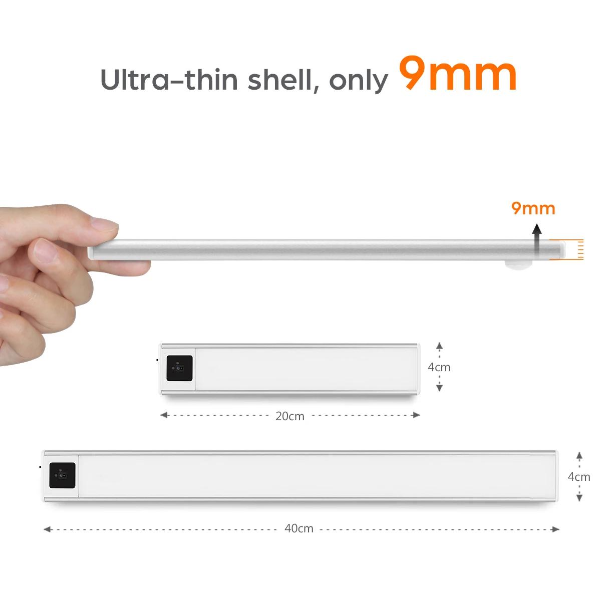 Luz LED Ultrafina para Gabinete con Sensor de Movimiento PIR/Control por Gestos, Lámpara de Cocina Recargable de Aluminio, Iluminación Nocturna Portátil