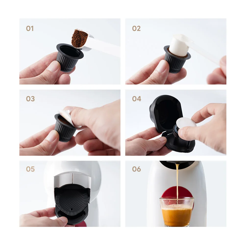 Adaptador de cápsula de café reutilizable recargable para conversión de cápsulas de café Dolce Gusto Compatible con la máquina Genio S Piccolo XS
