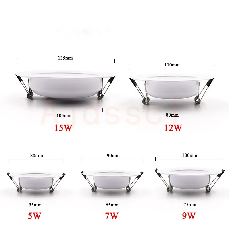 Downlight LED 220V Regulable, Tres Colores, 5W 7W 9W 12W 15W, Lámpara LED Empotrada de Techo, Luz Blanca Fría y Cálida