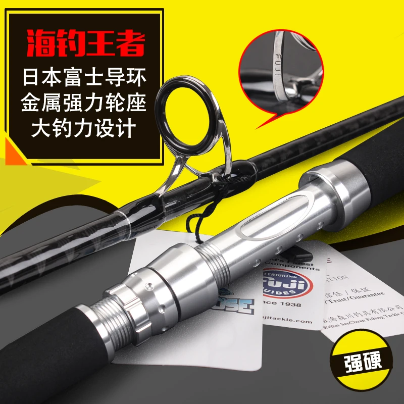 MADMOUSE-caña de pescar Jigging, piezas completas de FUJI, de alto carbono, 24-37kg, señuelo de potencia de arrastre, WT 60-1,68g, para barco, 1,90 m, 450 m