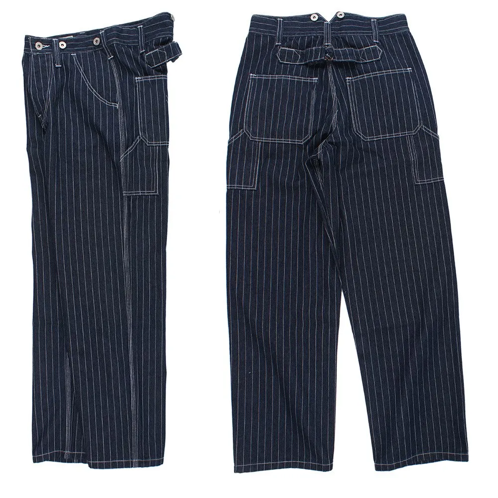 Pantalones vaqueros a rayas de pierna ancha para hombre, monos de ferrocarril sueltos, pantalones con tirantes de primavera para hombre, pantalones de caza para acampar al aire libre, pantalones largos de pesca nuevos