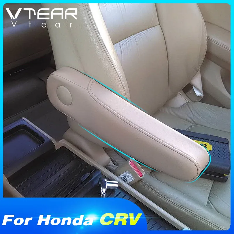 Vtear para Honda Crv apoyabrazos lateral para asiento de coche cojín de brazo cojín Interior piezas de cuero accesorios de la cubierta 2007, 2008, 2011, 2017, 2018 reposabrazos auto accesorios coche interior