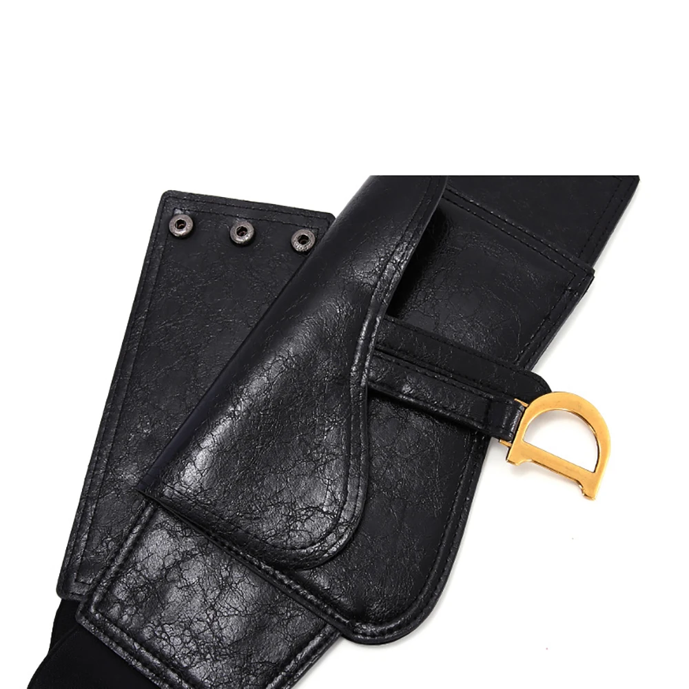 Cinturón de cuero ajustado para mujer, marca de diseñador de lujo, letra D, cinturilla elástica, bolsillo ancho para vestido femenino, faja elegante