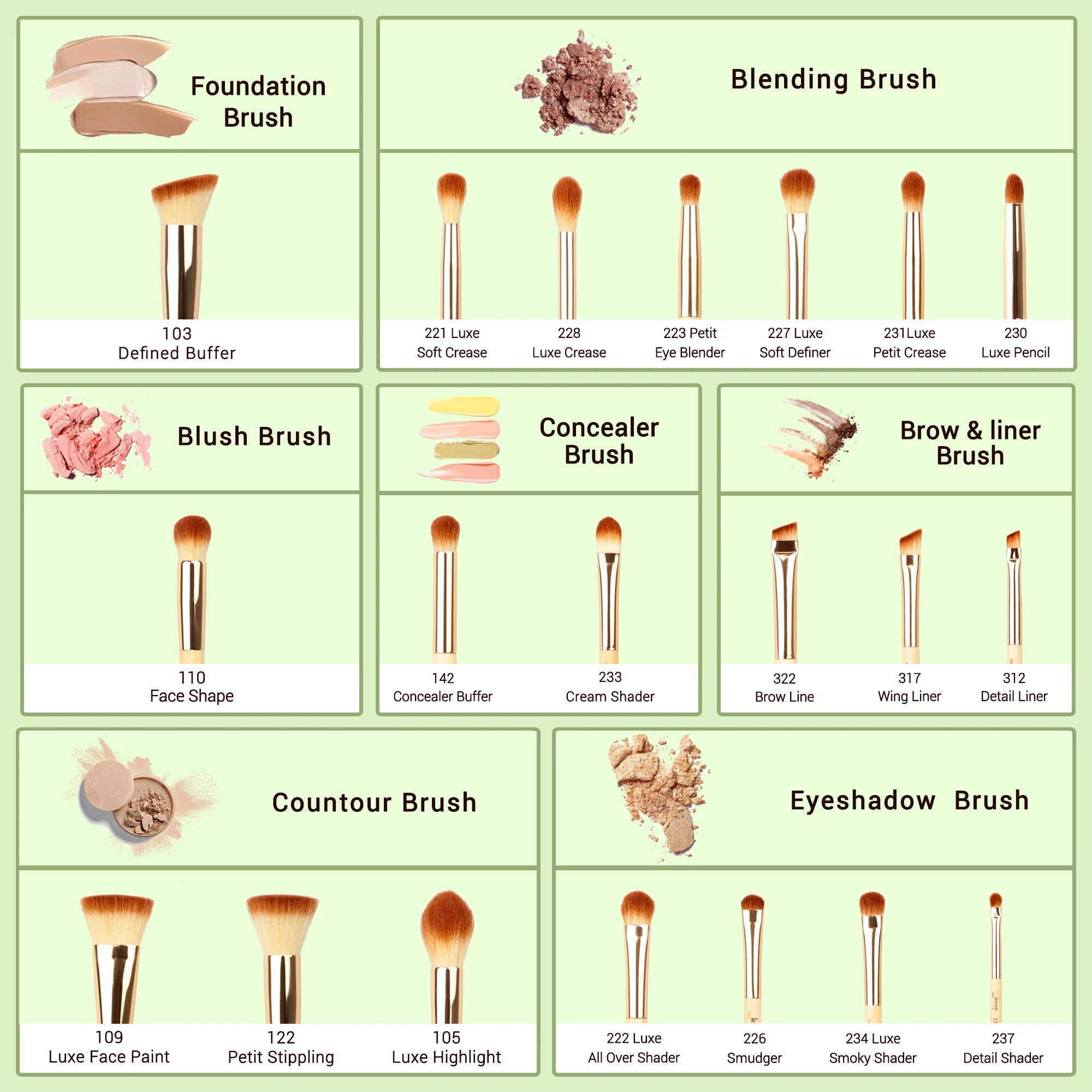 Jessup-Juego de brochas de bambú para maquillaje profesional, juego de brochas para base en polvo, delineador de ojos, sombra de ojos, mezcla de cejas