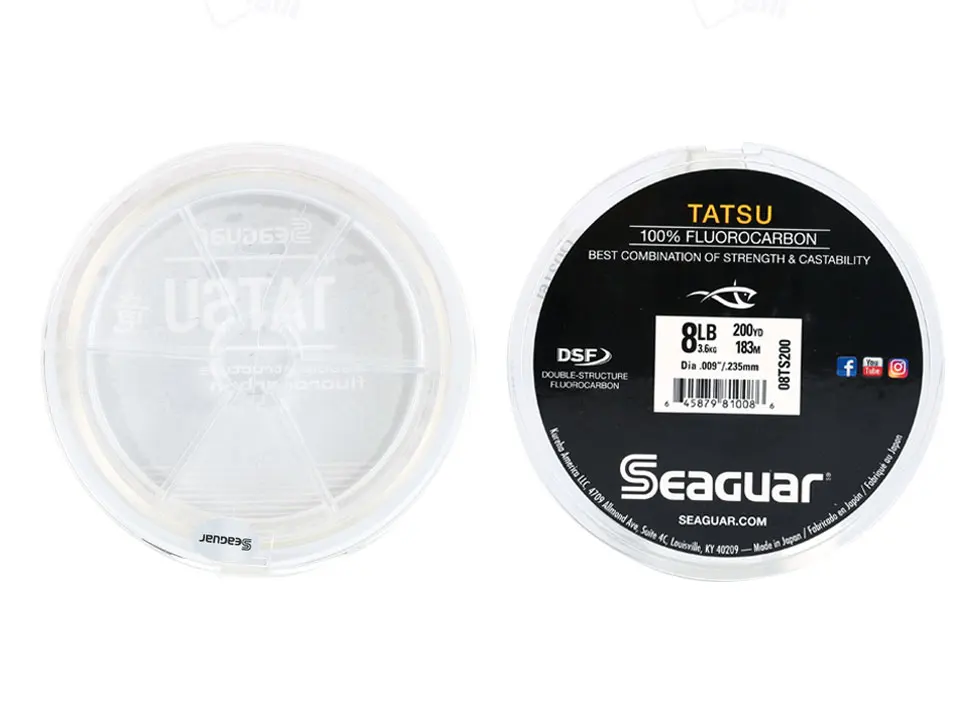 SEAGUAR-Hilo de Pesca de fluorocarbono TATSU, sedal de Pesca de 183M de fibra de carbono, monofilamento japonés, aparejos de Pesca de agua dulce, 6LB-12LB