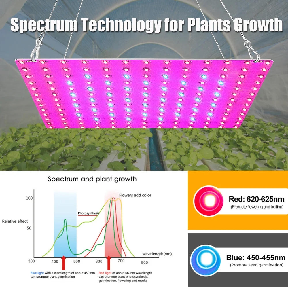 Lámpara LED para Cultivo de Plantas, 81/169 LED, Espectro Completo, Hidropónica, para Plantas, Vegetales, Flores, Interior, Panel Ultrafino, Fitolámpara
