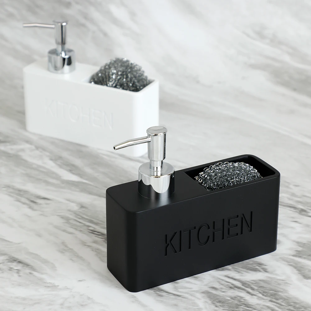 Accesorios de cocina modernos, juego de dispensador de jabón, dispensador de jabón líquido para manos, bomba, botella, cepillos, soportes y almacenes, esponjas, depuradores