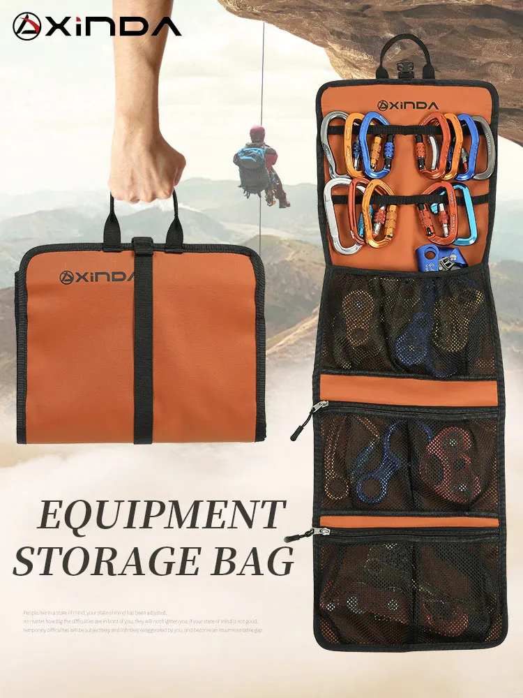 Bolsa de Nailon Xinda 320T, Impermeable, Resistente al Desgaste, con Mosquetones, para Herramientas de Escalada, Bolsa de Almacenamiento para Equipo