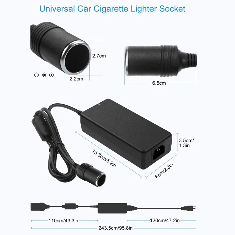 Adaptador de corriente para coche, enchufe para encendedor de cigarrillos, convertidor de corriente, adaptador de CA DC 110V/220V a 12V 15A, encendedor de alimentación para el hogar