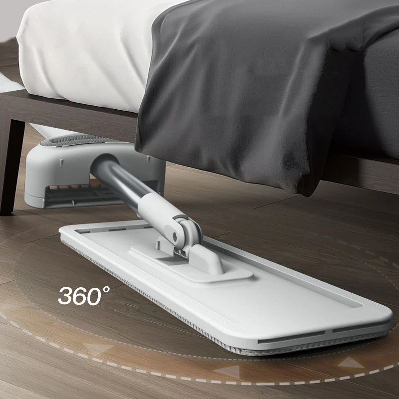Mmagic Mop para Limpieza de Suelos, Fregona Giratoria Plana con Cubo, Limpieza Fácil del Hogar 360 °   Rotación con