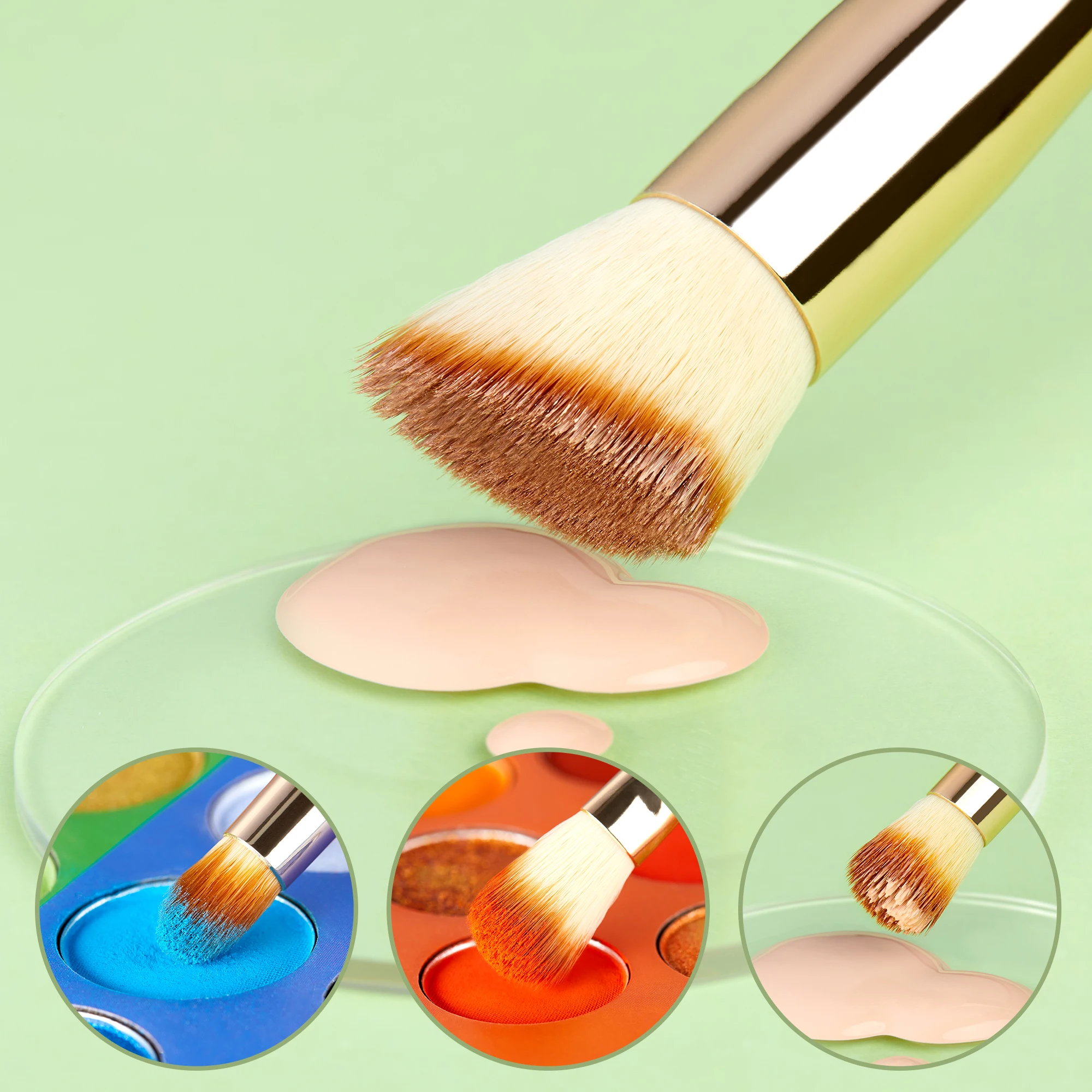 Jessup-Juego de brochas de bambú para maquillaje profesional, juego de brochas para base en polvo, delineador de ojos, sombra de ojos, mezcla de cejas