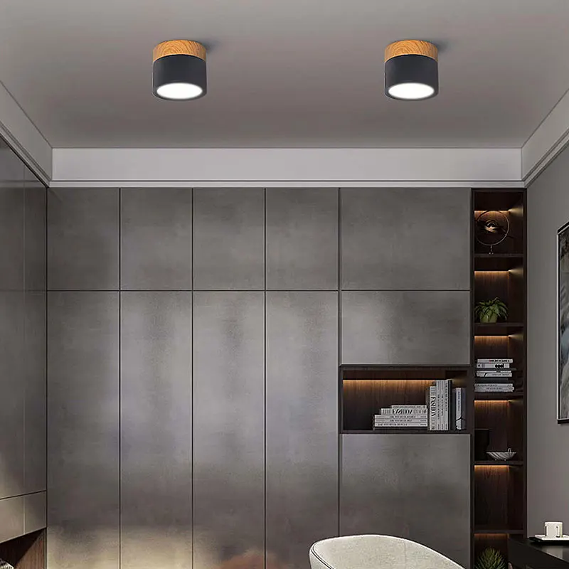 Lámpara LED de Techo Empotrada, 5W 7W 9W 12W 15W 18W, Regulable, Estilo Nórdico, Moderna, de Madera, para Decoración de Interiores