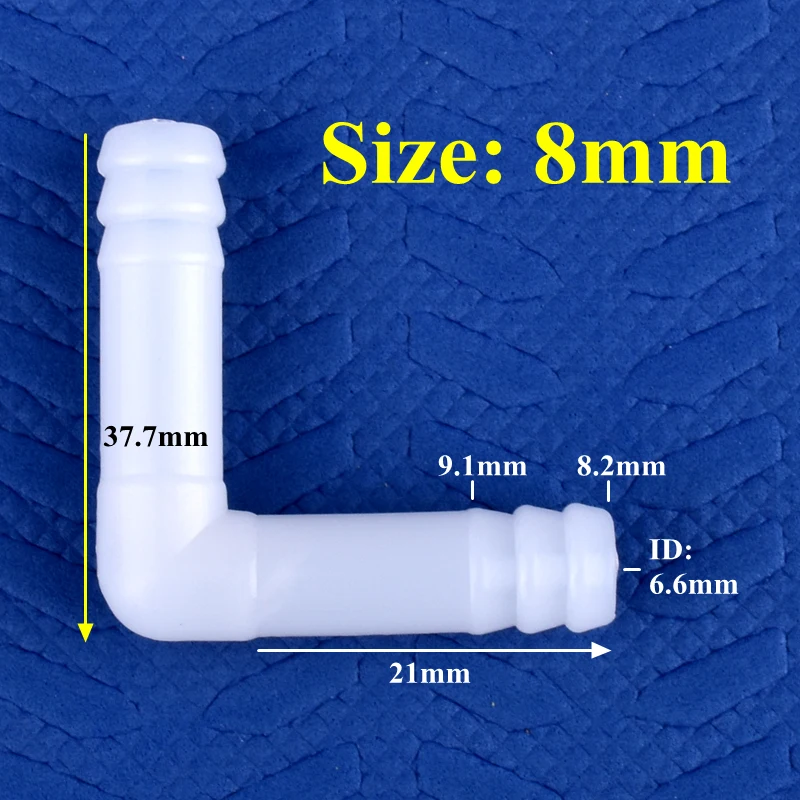 Conector de codo de PE de 5 ~ 500 Uds., 8mm, 10mm, manguera de bomba de aire para tanque de acuario, junta de Pagoda, riego, conector de tubería de agua para jardín