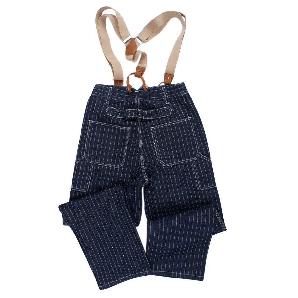 Pantalones vaqueros a rayas de pierna ancha para hombre, monos de ferrocarril sueltos, pantalones con tirantes de primavera para hombre, pantalones de caza para acampar al aire libre, pantalones largos de pesca nuevos