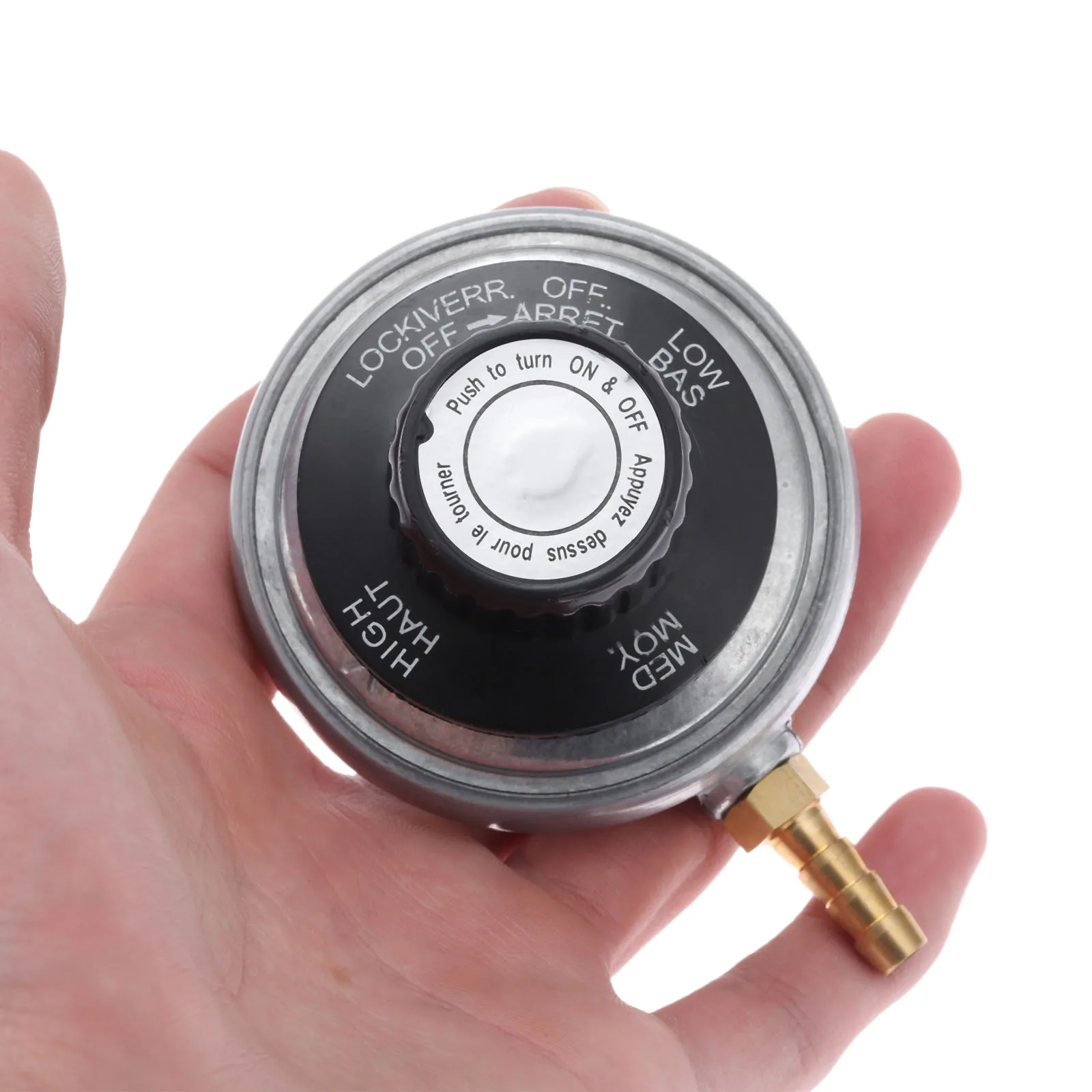 Tanque de propano regulador de Gas de baja presión con salida, manguera de lengüeta de 1/4 pulgadas, entrada de conexión de 1-20 pulgadas, UNEF para tanque de propano de una libra, 1 unidad