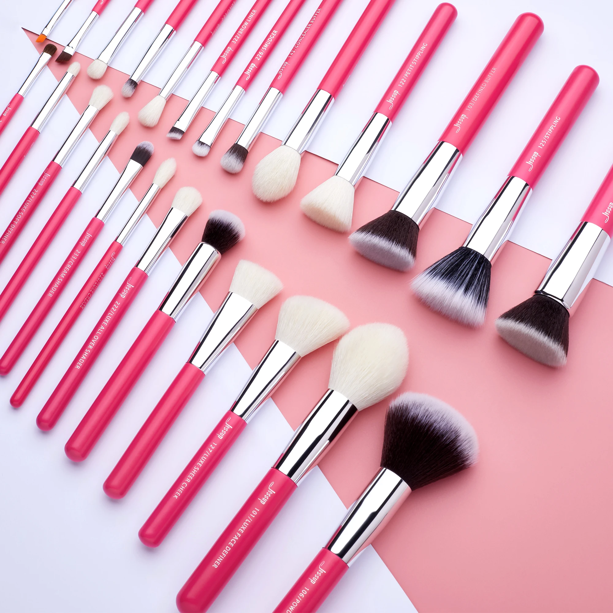 Jessup-Juego de brochas de maquillaje, 25 uds., brocha de maquillaje profesional, base en polvo sintético Natural, sombra de ojos para mezclar T195
