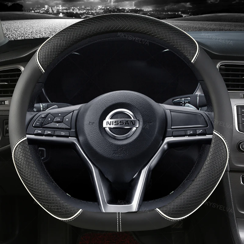 Protector para volante de coche tipo D de cuero PU para Nissan x-trail Qashqai Rogue Sport Rogue 2017 2018 2019 2020 2021 Altima Versa
