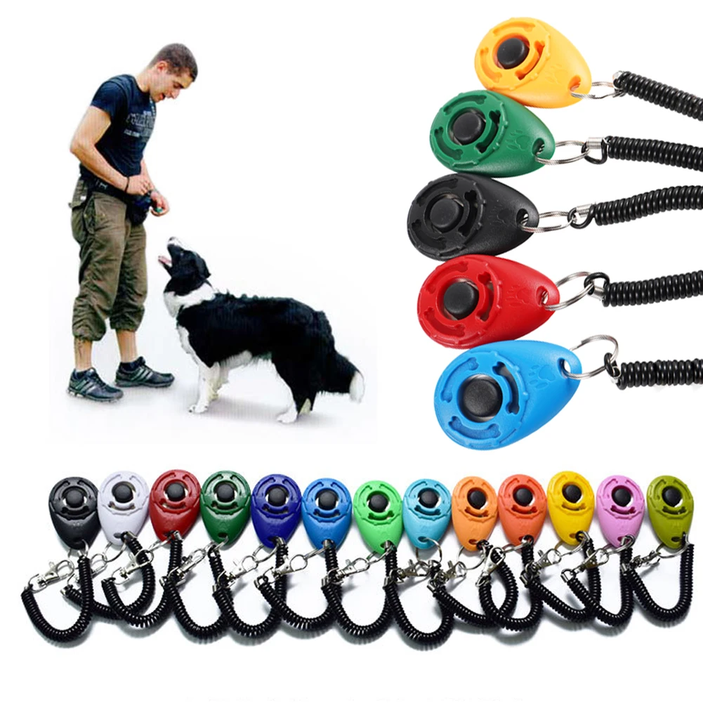 Clicker de entrenamiento para perros, mascotas, gatos, plástico, nuevos perros, herramientas de ayuda para entrenador, correa de muñeca ajustable, llavero con sonido, suministros para perros