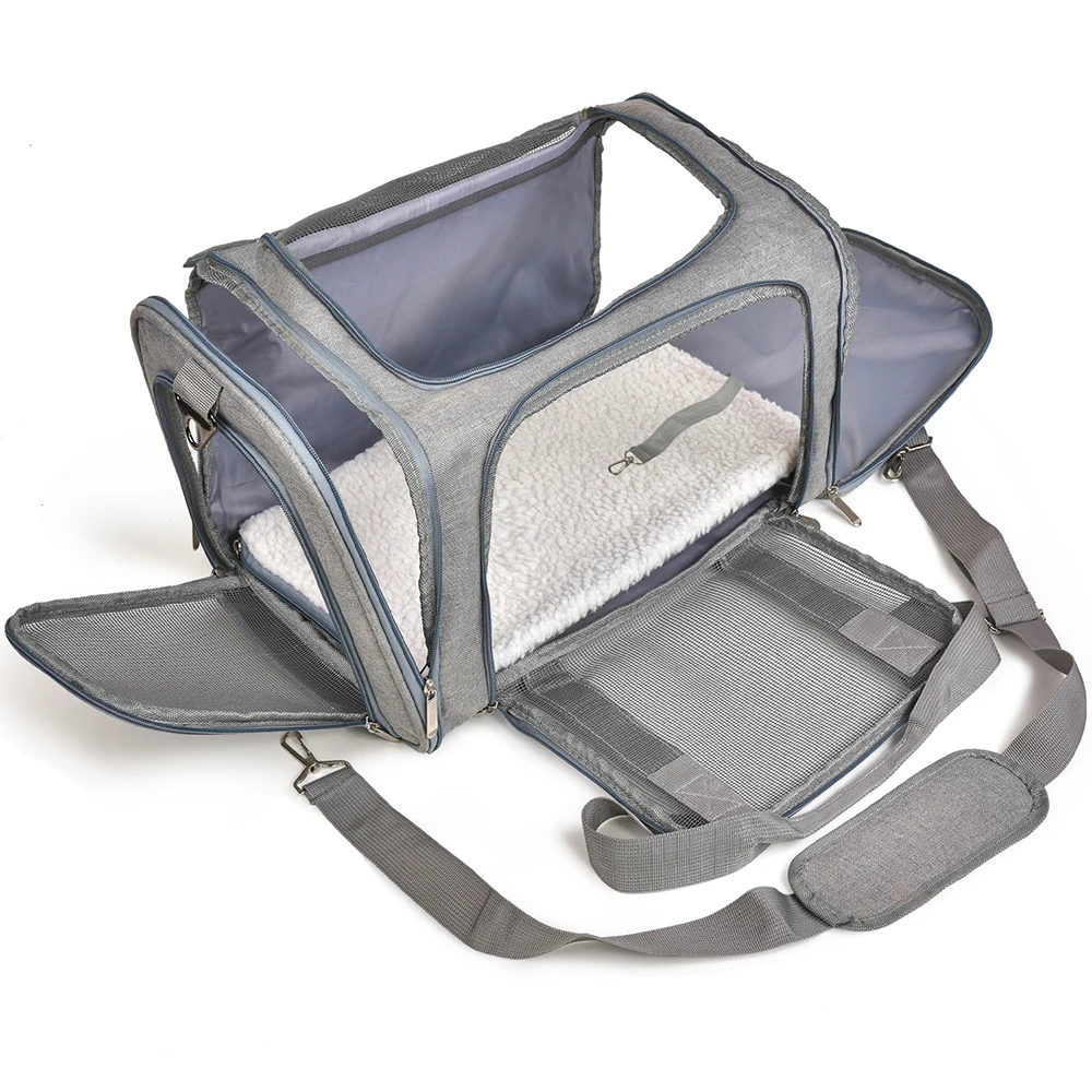 Bolsa transportadora para perros, mochila lateral suave, transportadores para mascotas y gatos, bolsas de viaje para perros, transporte aprobado por aerolínea para perros pequeños y gatos salientes