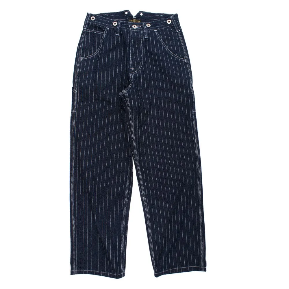 Pantalones vaqueros a rayas de pierna ancha para hombre, monos de ferrocarril sueltos, pantalones con tirantes de primavera para hombre, pantalones de caza para acampar al aire libre, pantalones largos de pesca nuevos