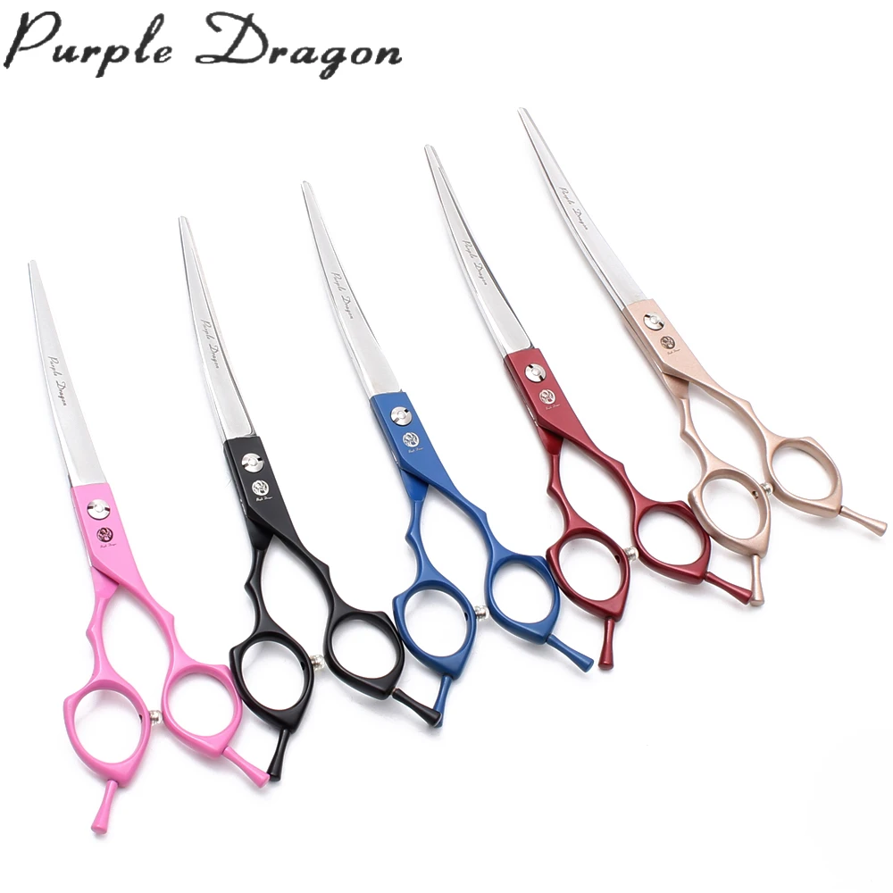 Purple Dragon 6,5 "7" Japón 440C tijeras de peluquería para perros tijeras rectas Chunker Shars tijeras curvas arriba/abajo tijeras para mascotas Z4009