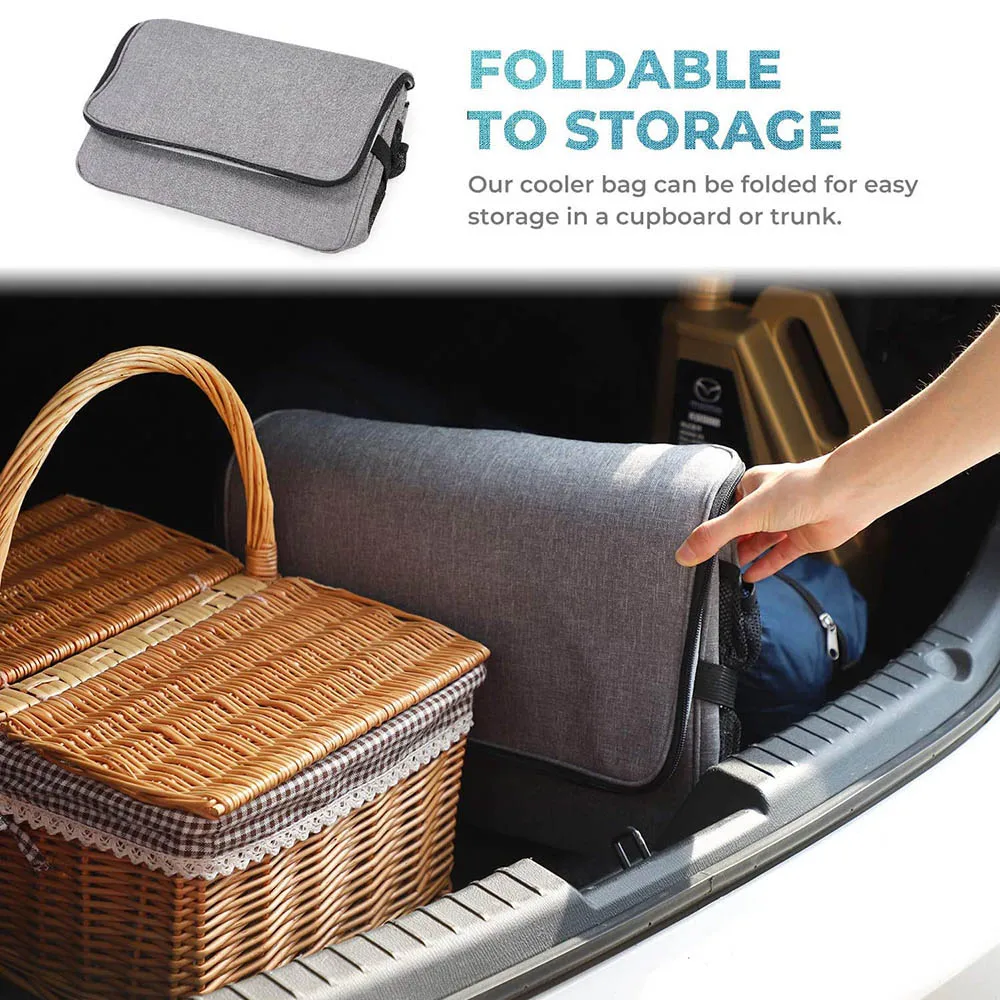Bolsa refrigeradora suave de 32L con forro duro, bolsa grande aislada para Picnic, bolsa de refrigeración para acampar, barbacoa, actividades familiares al aire libre