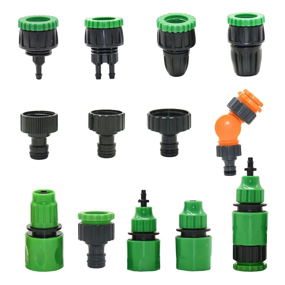 Grifo de jardín, conector rápido de manguera de 1/4 ", 4/7 8/11 16mm, junta de tubería de agua con púas, adaptador de riego por goteo de rosca macho hembra de 1/2" 1" 3/4"