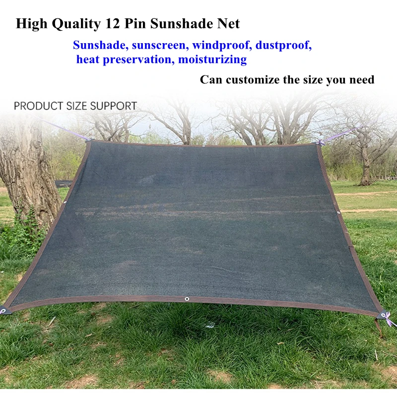 Malla de sombreo negra anti-UV de HDPE para jardín, plantas suculentas, cubierta para piscina exterior, malla de sombreo de 3, 6 y 12 pines