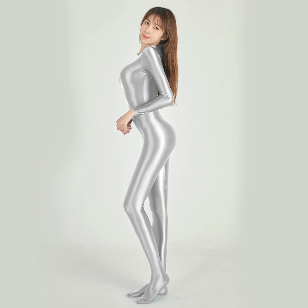 AMORESY - Mallas satinadas de manga larga, mallas de yoga lisas de cuerpo entero, trajes deportivos informales, monos XClocKNYoung