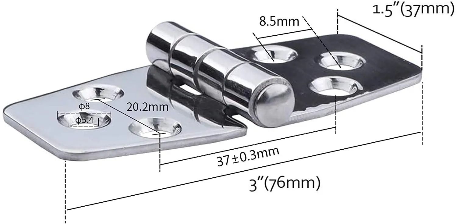 Bisagras de puerta de 4 Uds., bisagra de acero inoxidable de grado marino para barco, bisagras de ventana de 3 "x 1,5", Hardware