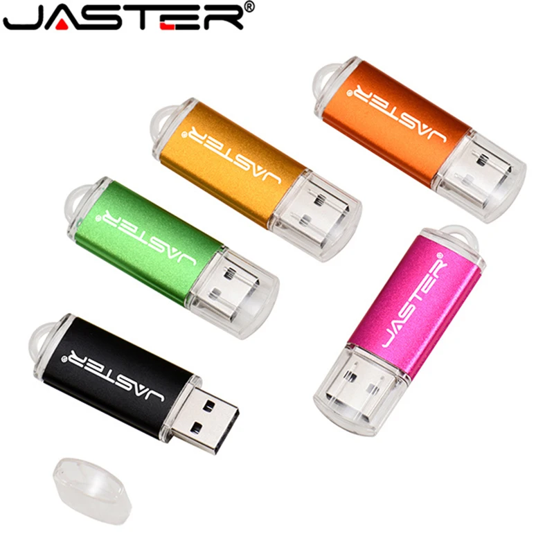 JASTER nuevo creativo con llavero USB 2,0 unidad Flash 128GB 64GB 32GB 16GB 8GB 4GB 128MB Pendrive moda 9 colores U Stick regalo