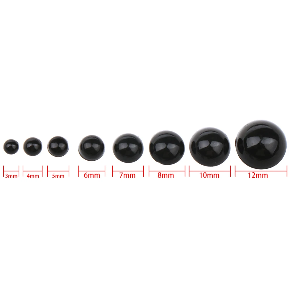 Ojos de seguridad de plástico negro para niños, 100 piezas, 3-12mm, para muñeca de oso, marioneta de Animal, manualidades, juguetes para niños, accesorios para ojos, envío gratis
