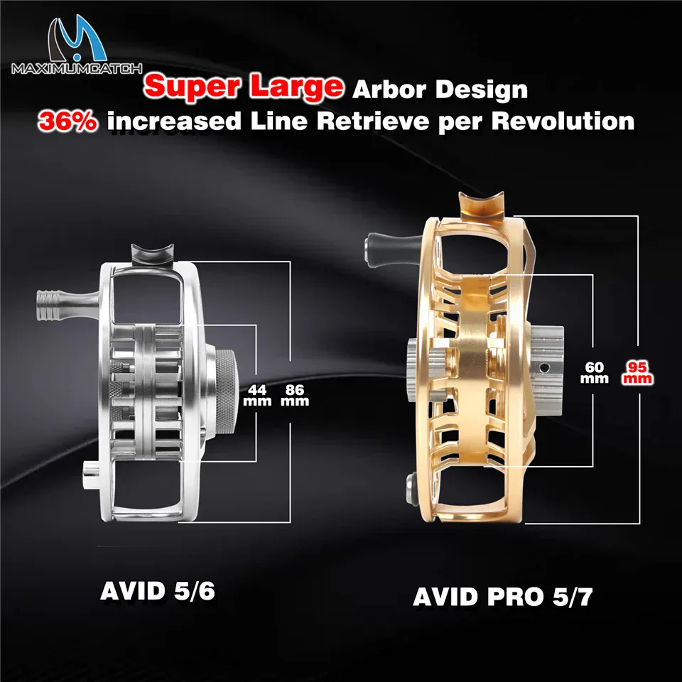 Maximumcatch AVID PRO 3-11wt carrete de pesca con mosca de caramanos súper grande mecanizado CNC carrete de mosca ligero de aluminio 6061T6