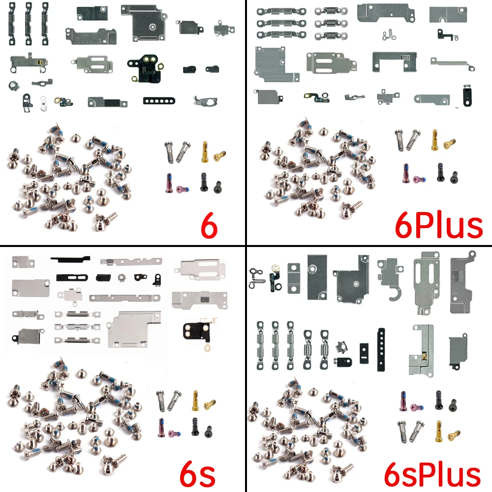 1 Juego de tornillos completos + soporte de Metal interior para iPhone 5S SE 6 6S 7 8 Plus X XR XSMAX 11 Pro Max dentro de piezas pequeñas de hierro 1 Juego