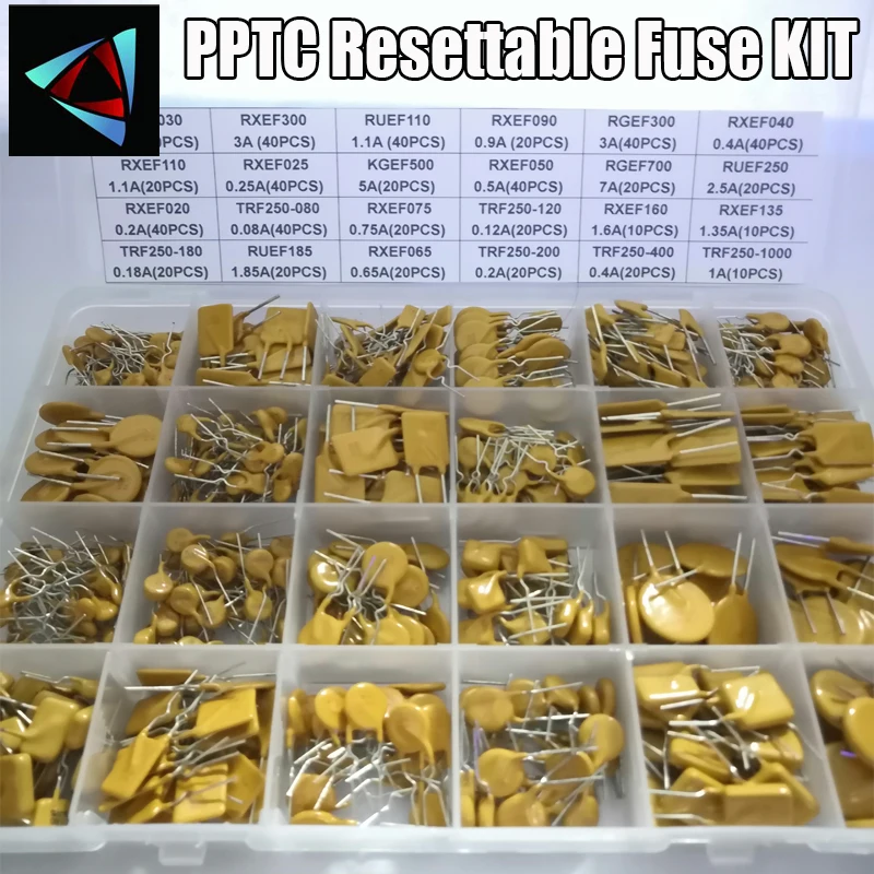 610 Uds 24 valores fusible de autorecuperación surtido PPTC KIT 0.05A 0.1A 0.2A 0.25A 0.3A 0.4A 0.5A 0.75A 0.9A 1.1A 1.35A 2A 2.5A 3.75A