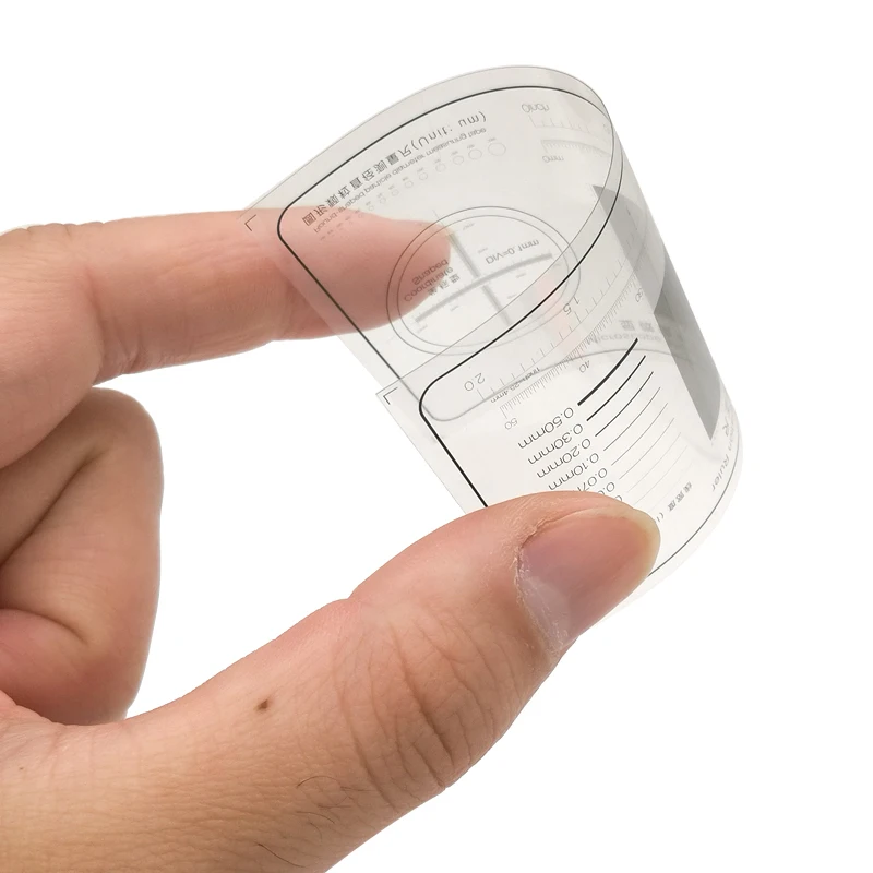 Microscopio micrómetro regla de calibración película transparente PET forma redonda diámetro de partícula cinta métrica línea forma de coordenadas