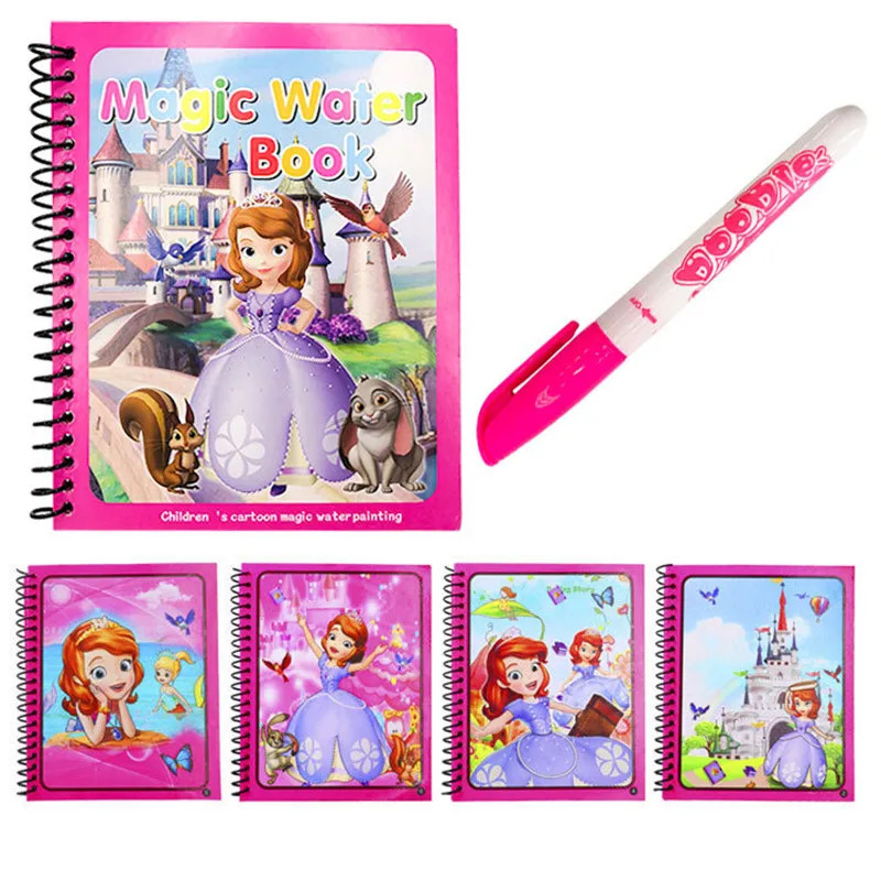Disney Minnie Mickey pintura al agua juguetes de dibujo Graffiti anime figura de acción acuarela libro mágico para niña regalo de cumpleaños