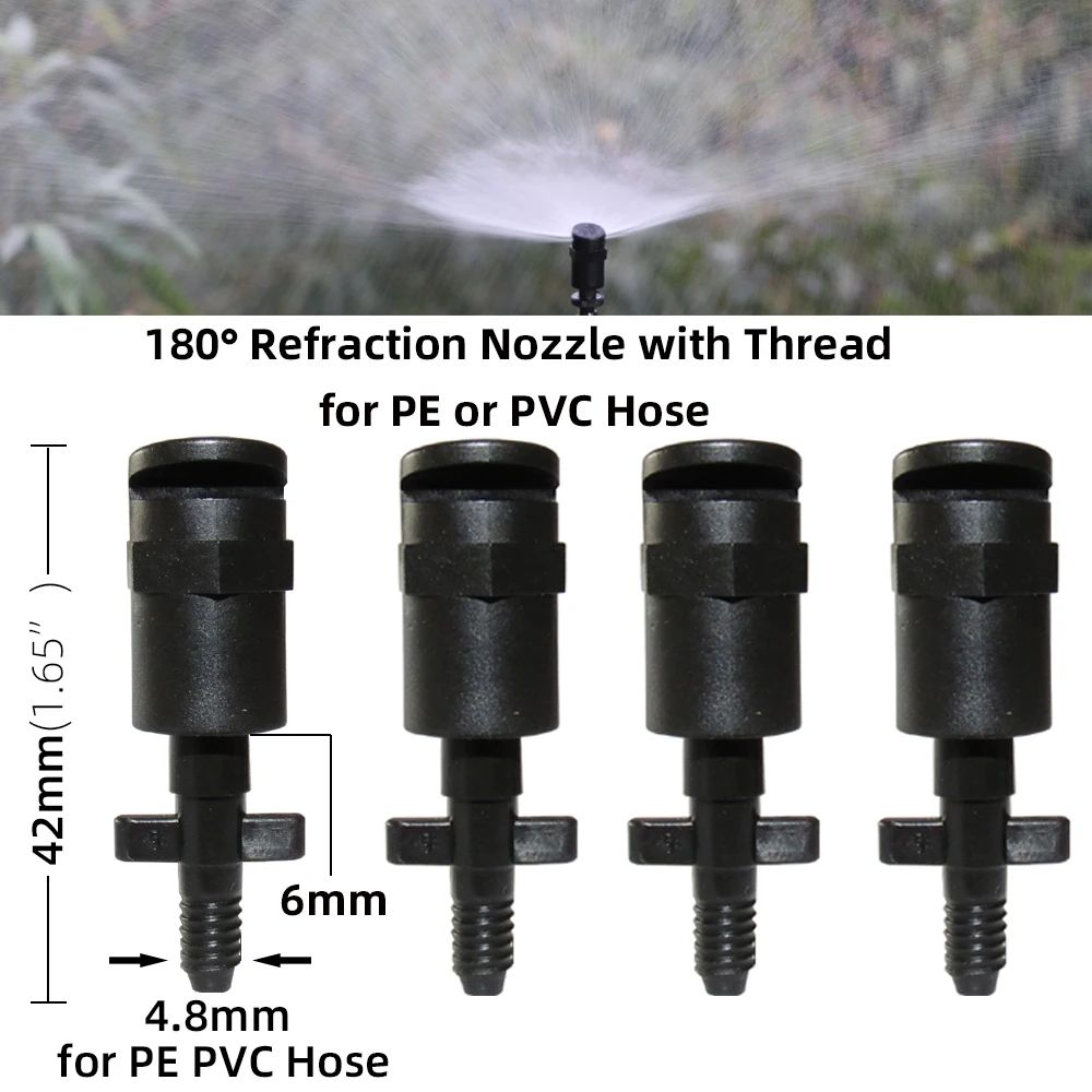 20 piezas rociadores de boquilla de refracción de 180 grados con conectores de púas de tornillo de 1/4 ''o 4/7mm rociador refractivo de riego de jardín