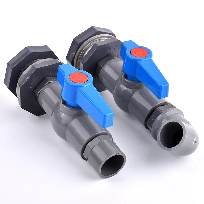 1 Juego de conector de tanque de peces de acuario de PVC de 1/2 "3/4" 1 ", válvula de junta de tubo de drenaje de agua de entrada, accesorios de mamparo para tanque de agua de riego