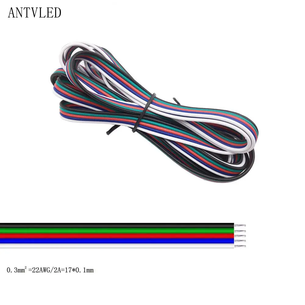 Cable de alambre Led de 5m/10m/50m/100m 22AWG 2 pines/3 pines/4 pines/5 pines/6 pines para tira de luz LED WS2812B WS2811 5050 2835 5730