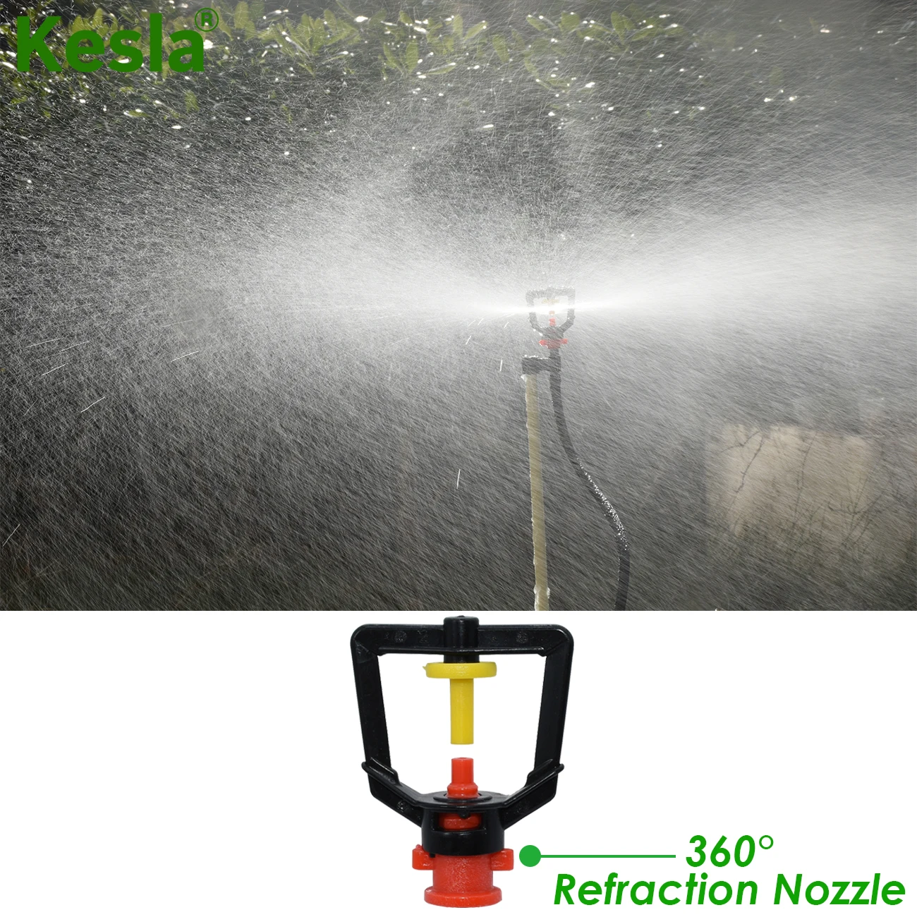 KESLA-Microaspersores de riego para jardín, herramienta de invernadero de 20cm, soporte de estaca de 100 grados, refracción, nebulización, 20/50/360 piezas