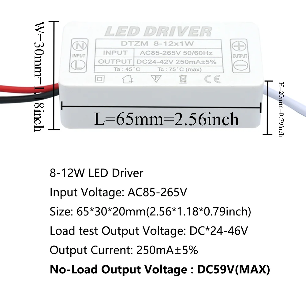 Controlador LED 250mA 1-3W 3-5W 4-7W 8-12W 12-18W 18-25W 25-36W Unidad de fuente de alimentación LED 250mA AC90-265V transformadores de iluminación para LED