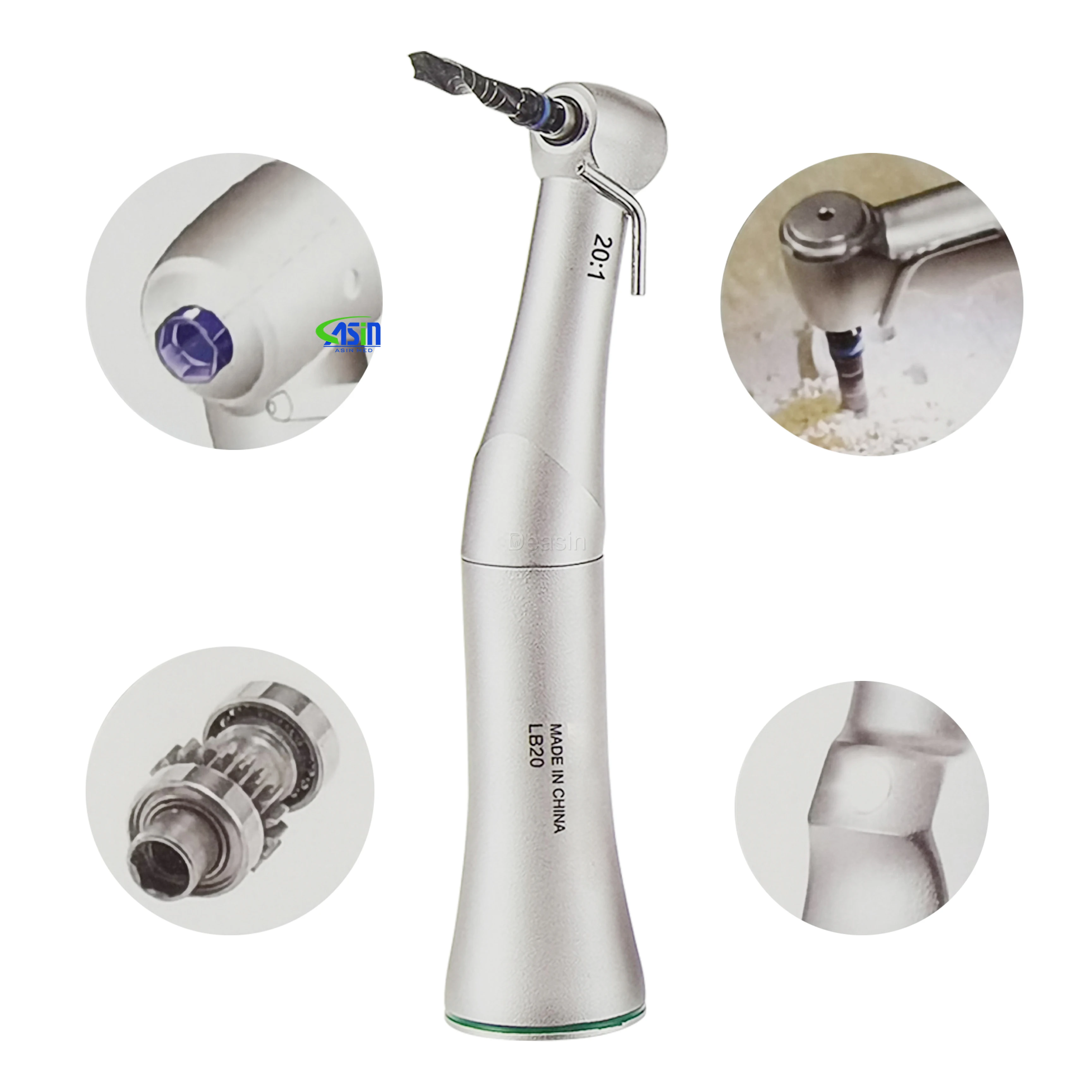 Pieza de mano para implante Dental, pieza de mano de contraángulo quirúrgico, pieza de mano para implante Dental 20:1, generador electrónico, contraángulo LED