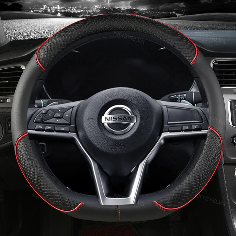 Protector para volante de coche tipo D de cuero PU para Nissan x-trail Qashqai Rogue Sport Rogue 2017 2018 2019 2020 2021 Altima Versa
