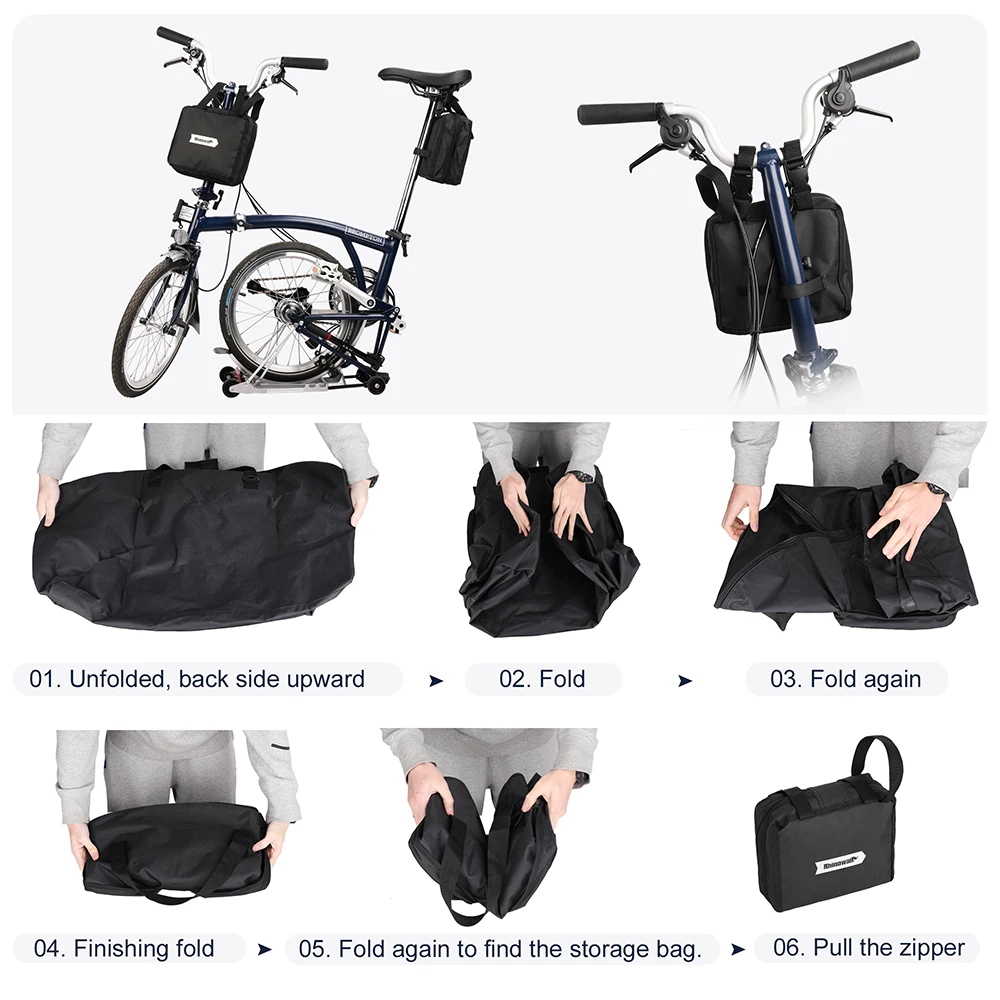 Rhinowalk-Bolsa de transporte para bicicleta plegable, bolsa de almacenamiento portátil para Brompton 3Sixty, accesorios de bicicleta, 14-20 pulgadas