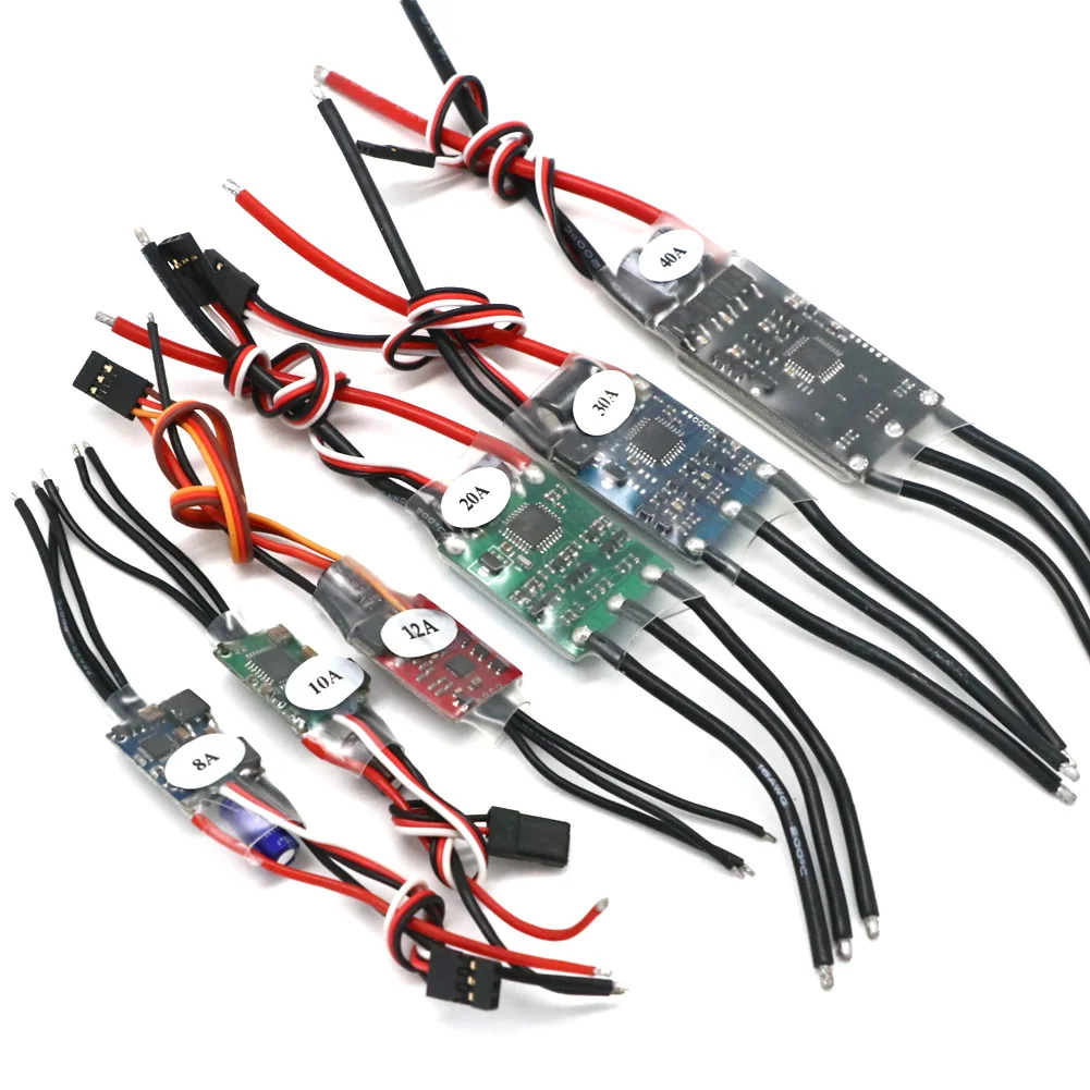 RC 2-3S ESC 6A 8A 10A 12A 15A 20A 30A 40A Controlador electrónico de velocidad ESC con 5V UBEC para avión multicóptero RC