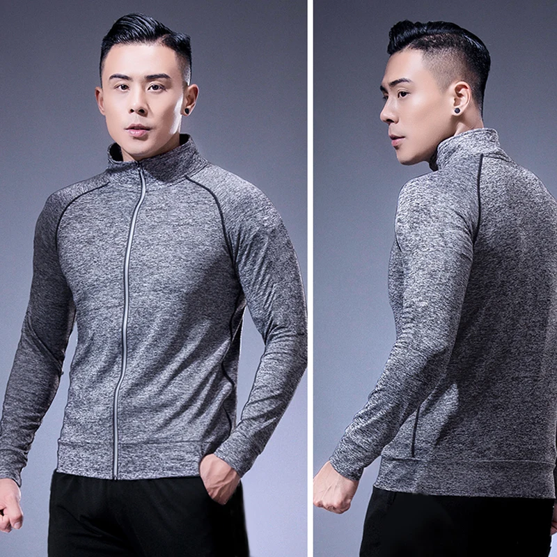 Chaqueta de entrenamiento para correr para hombre, abrigo de entrenamiento con cremallera, ropa deportiva, manga larga, sudadera para correr, ropa de gimnasio, equipo de fitness