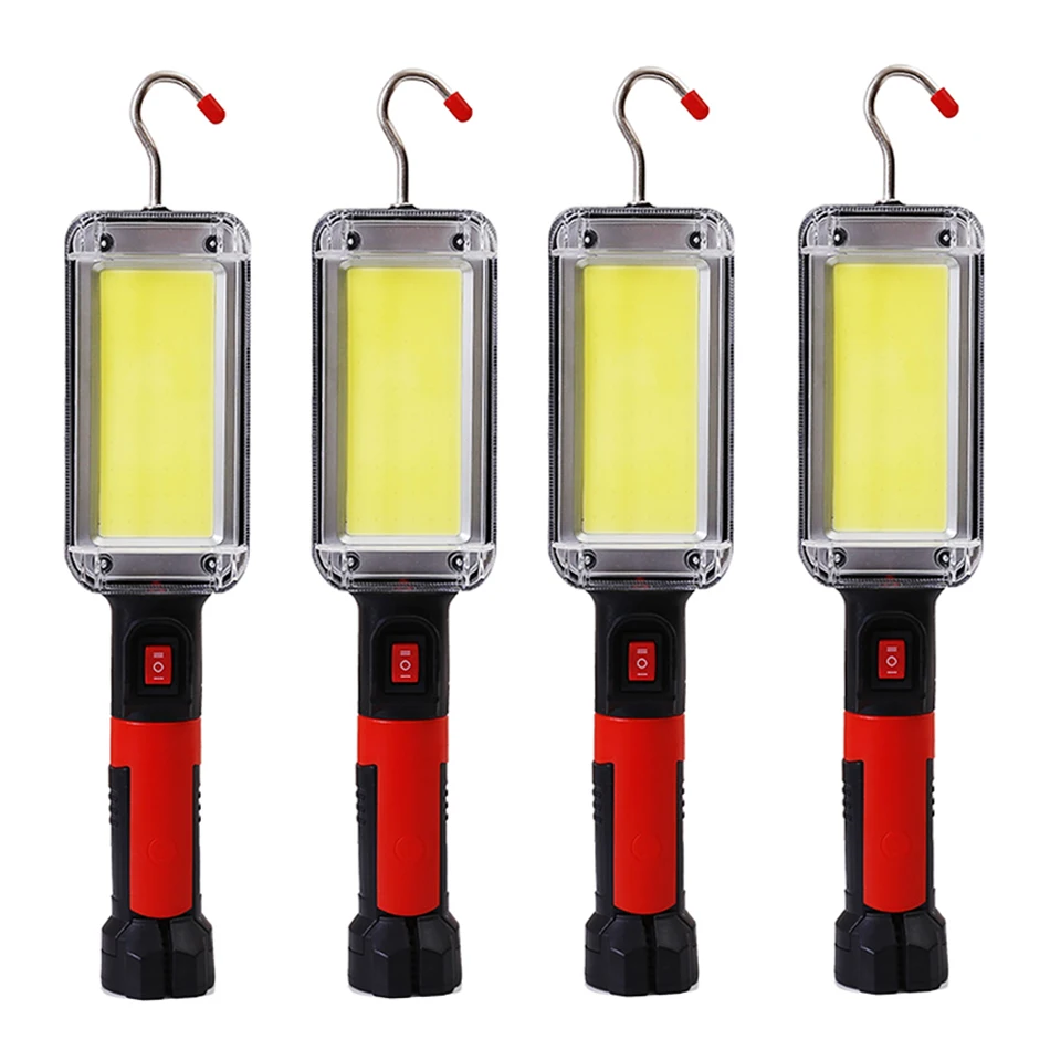 Luz de trabajo COB recargable por USB, linterna LED portátil 18650, gancho magnético impermeable ajustable, linterna de Camping con Clip, 1/2/4 Uds.
