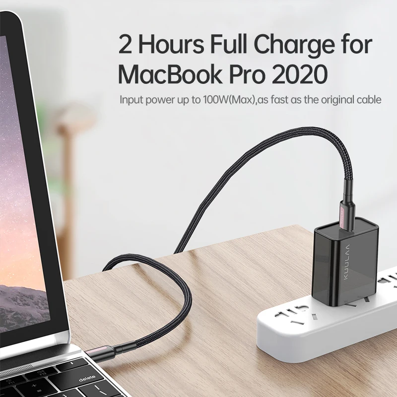 KUULAA Cable USB C a USB tipo C Cable PD 100W Cable de cargador rápido USBC a Cable tipo C para iPhone15 Samsung MacBook iPad Xiaomi
