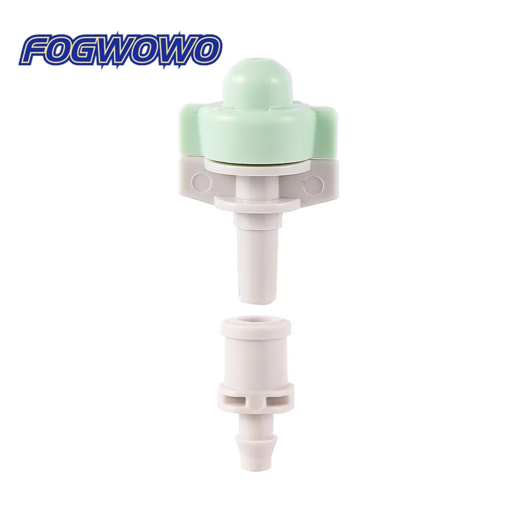 Boquilla de nebulización con puerto de manguera de 4/7mm, Conector de púas, riego de invernadero de jardín, refrigeración, humidificación, pulverizador de atomización, 10 Uds.